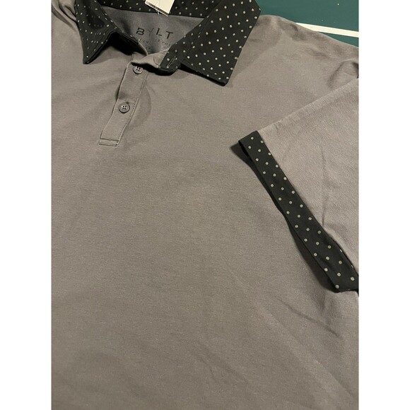 Men’s BYLT Drop Cut Short Sleeve Polo Shirt Lux XL Polka Dot Accents Designer - Picture 1 of 7